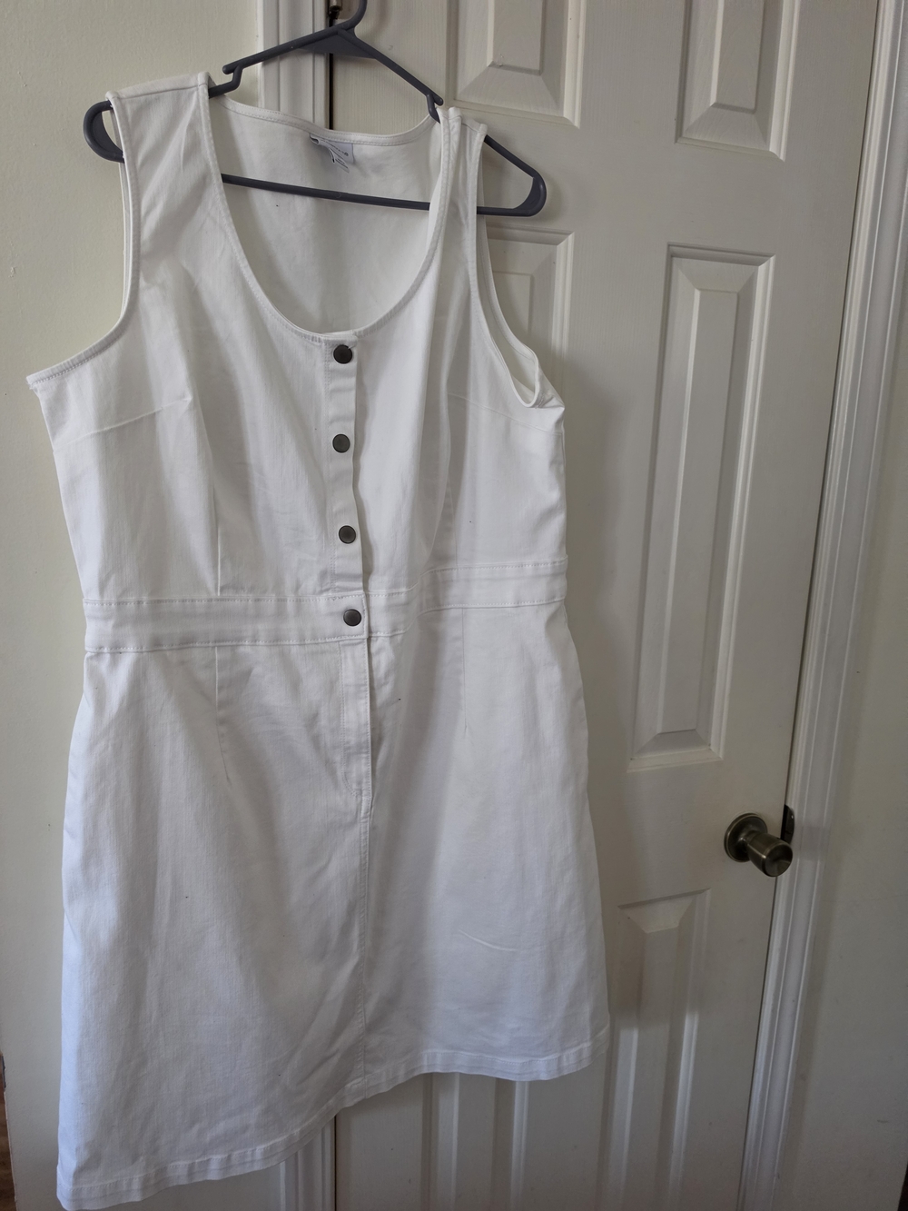 Sleeveless White Button-Front Mini Dress